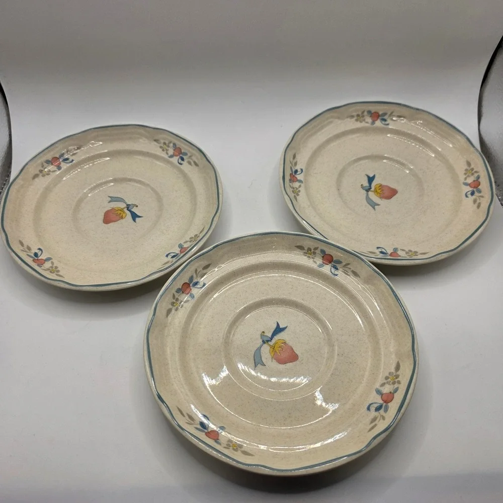 International China Marmalade Goose Set of 2 Speckled Saucers
